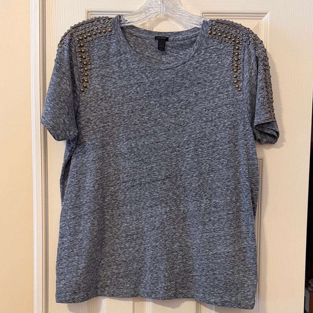 J. Crew Heathered Gray studded T-Shirt